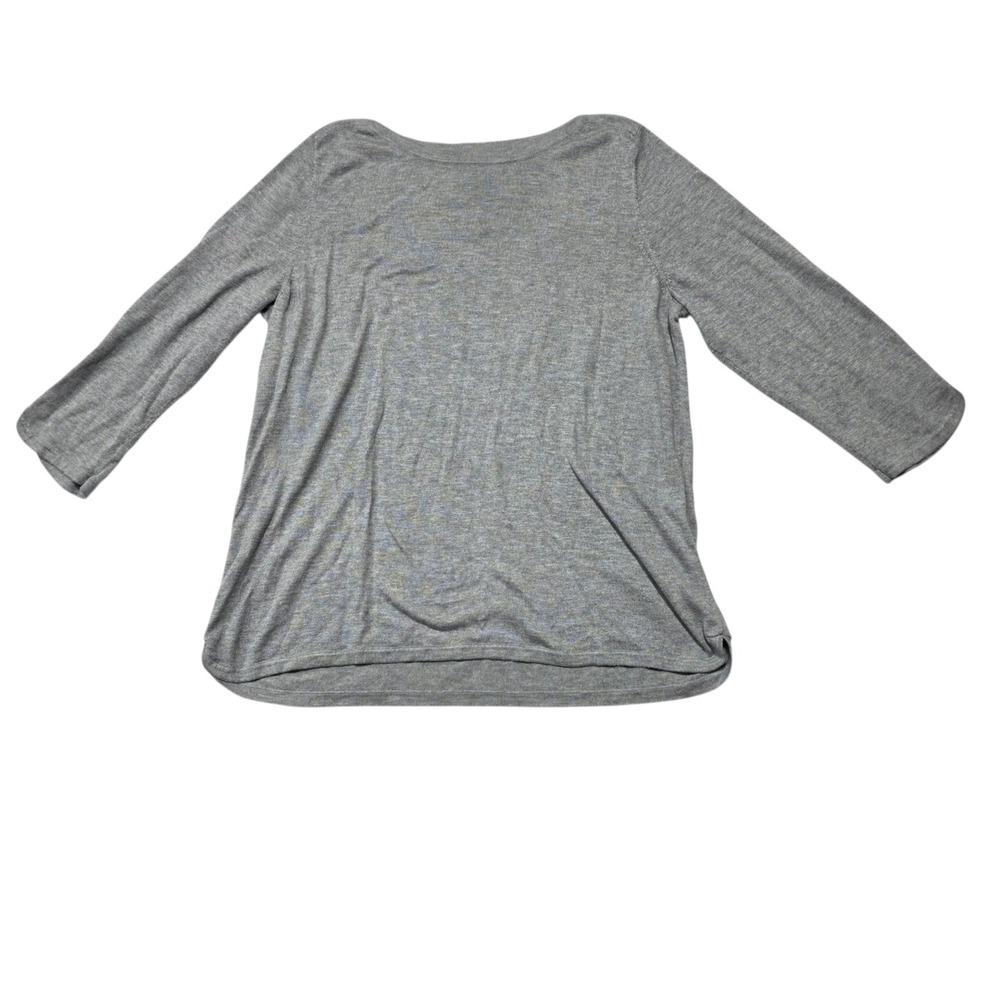 Chico's 3/4 Sleeve Scoop Neck Sweater Women L Gray Cashmere Blend Knit